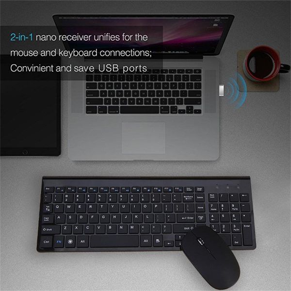 

english letter slim 2.4g wireless keyboard mouse combo for ,laptv box computer pc ,smart tv with usb dongle black new