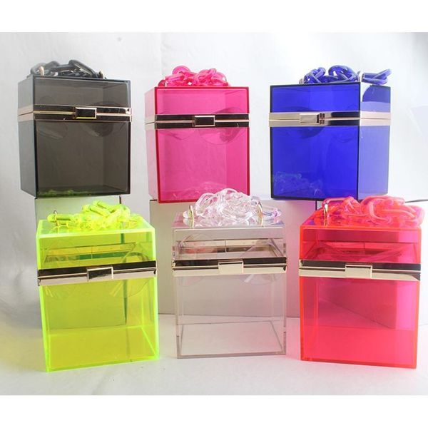 

transparent clear acrylic party prom clutch purse wedding banquet handbag chain strap for women girls c1223