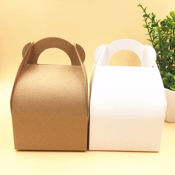 

30pcs 10*10*14.5cm brown packaging kraft paper mousse box with handle for candy\\cake\\dessert packing boxes 30pcs 10*1 sqcztk