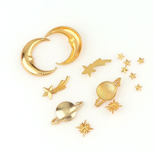 

смешанная планета звездная луна ювелирные изготовители выводы рамка кулон золотой очарование безель обстановка cabochon установка уф-смола о, Black