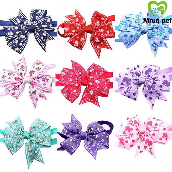 

60pcs cute flower style pet puppy dog cat bow ties adjustable ribbon bowknot dog bowtie accessories grooming pet supplies1