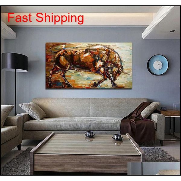 

modern abstract strong bull oil painting 100% hand painted animal oil painting on canvas wall art qyljze bdesports