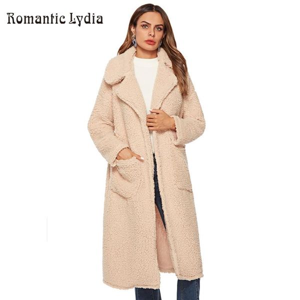 

autumn wool winter coat women wide lapel khaki adjustable belt loose warm outwear female casual 2020 ladies blend coat, Black