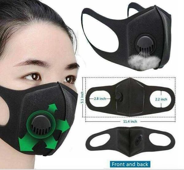 

reusable designer washable breathing valves masks sponge black protective face mask with