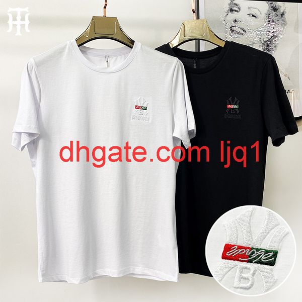 

men's t-shirt 2021 spring and summer wy embroidery slim fashion brand t-shirt mercerized cotton short sleeve men's european goods, White;black