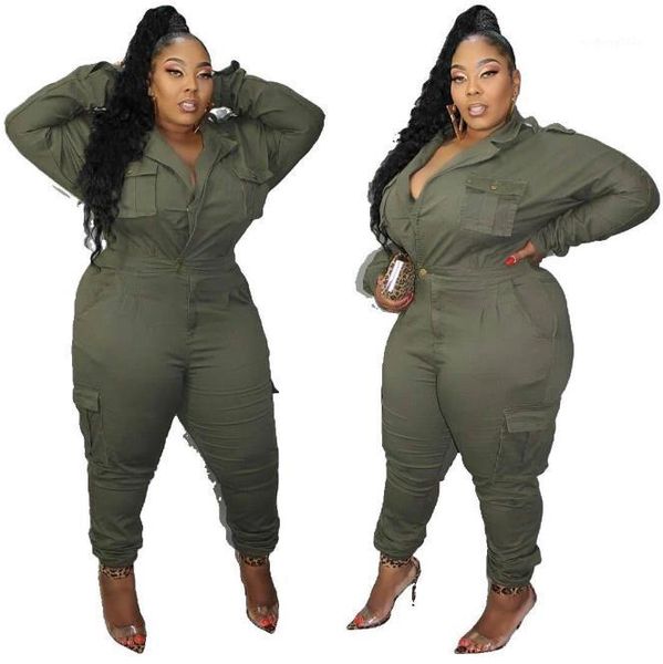

autumn winter fashion cargo pants multi pocket high waist loose rompers plus size women clothing womens designer jumpsuits, Black;white