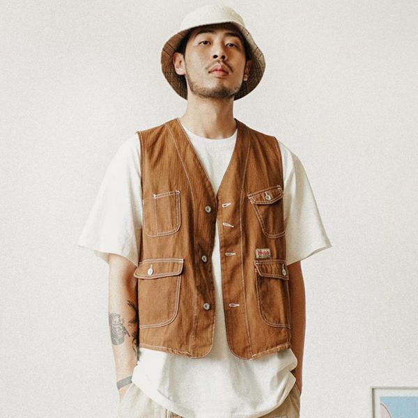 

multi pocket cargo vest mens safari style pgraphy vests streetwear sleeveless jacket for men, Black;white