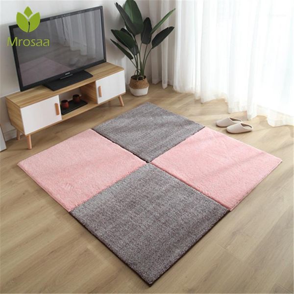 

1pc 40/60/80/100cm living room bedroom children kids non-slip plush soft carpet patchwork jigsaw splice heads climbing baby mat1