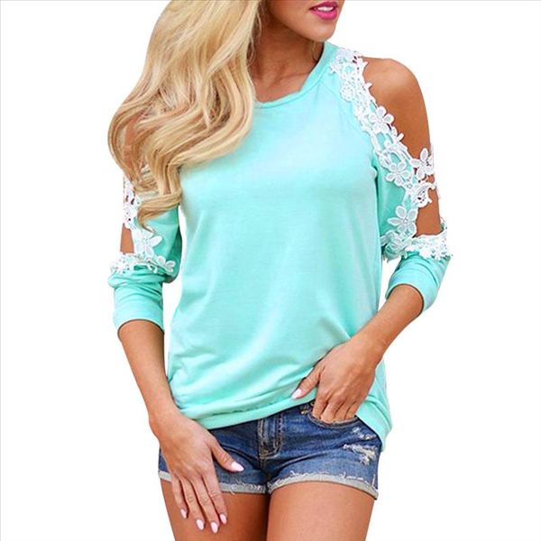

lace blouse shirt women cold fashion casual long sleeve blouse femme cold off shoulder tee blusas xxl, White