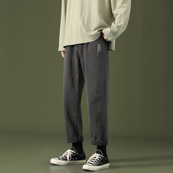 

2021 men's brem pants spring and new winter in small straight printed jeans fashion young m4df, Blue