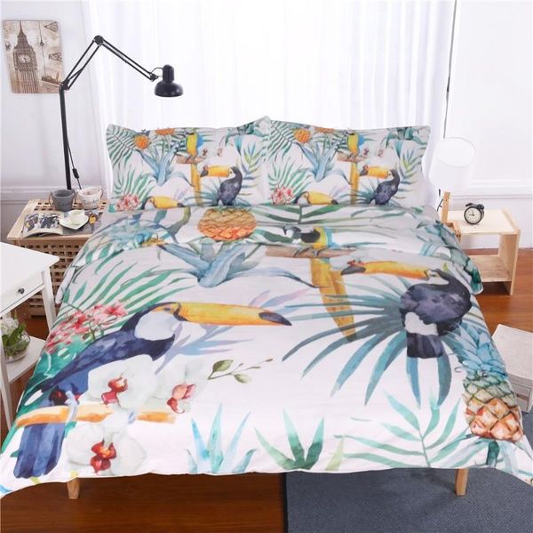 

bedding sets winlife tropical plants print toucan pattern leaves pineapple duvet cover sets1