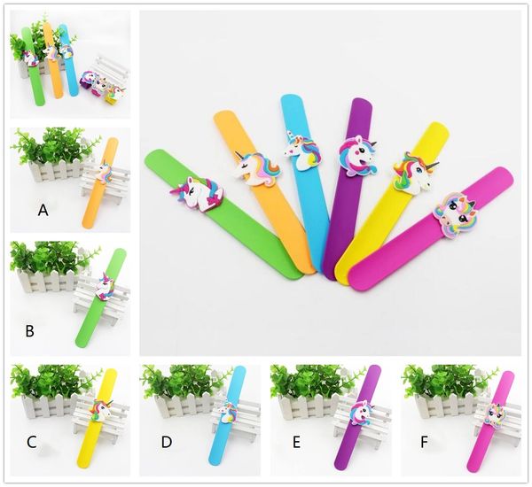 

new wonderful multicolor unicorn silicone slap snap wrap bracelet wristband jewelry kids cute gift ing, Silver