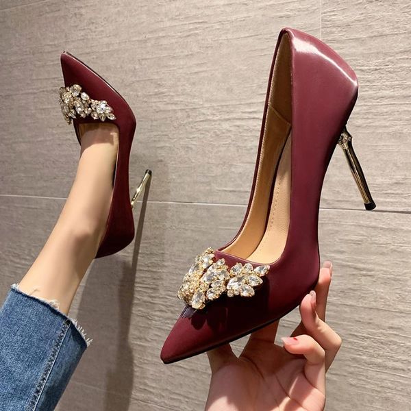 

dress shoes women pumps 2021 high heels fashion crystal wedding stiletto, Black
