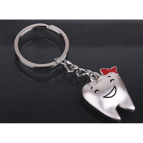 

metal 1 teeth pair couple fashion happy lover keychain car keyring for valentine christmas gifts7j01