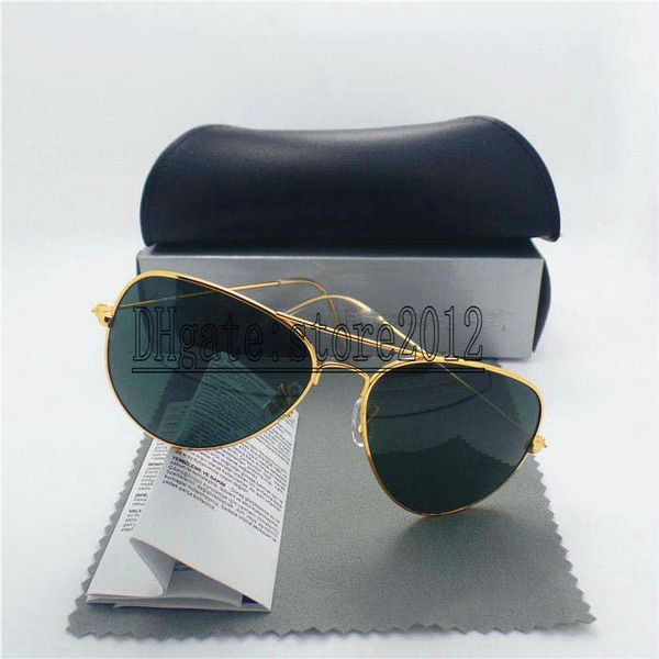 

sunglasses men mirror glasses 100% glass quality cases cool size high frame lens pilot vintage two metal women protect with sun tag box vnfs, White;black