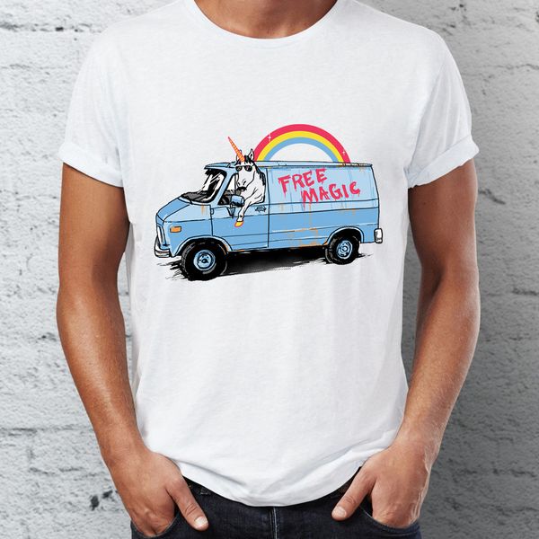 

men's t shirt awesome unicorn selling magic from a van funny artsy tee sport hooded sweatshirt hoodie