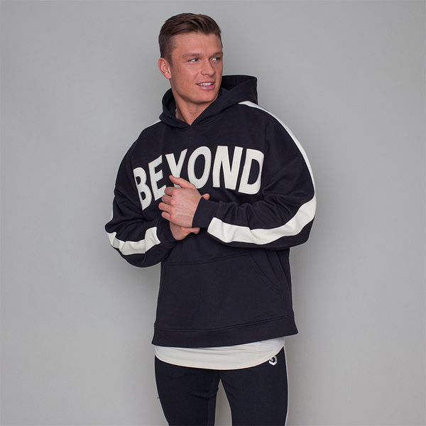 

2021 new attacked selling of high-quality men oversized hoodies qmba, Black