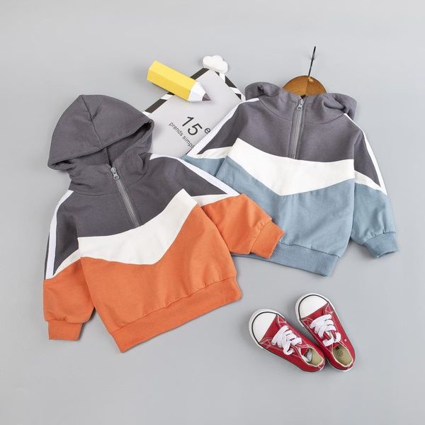 

hoodies & sweatshirts fashion boys girls sport sweatshirt coat for autumn baby kids clothes patchwork jackets outerwear children wear, Black