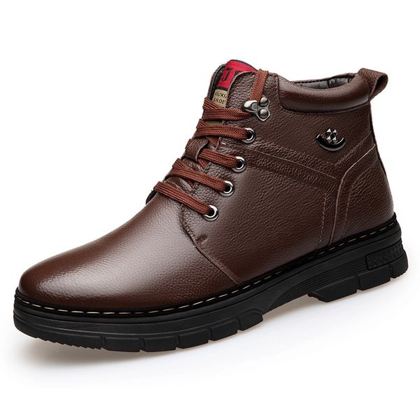

brand genuine leather men shoes autumn winter men boots fashion vintage style male motorcycle shoes high-cut men casual shoes 201102, Black