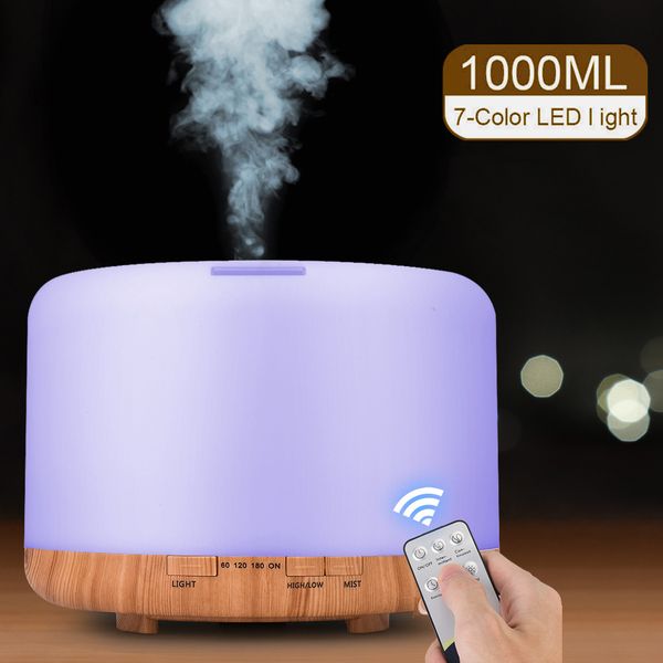 

1000ml aroma diffuser ultrasonic air humidifier aromatherapy essential oil mist maker with remote control night light for home q1202