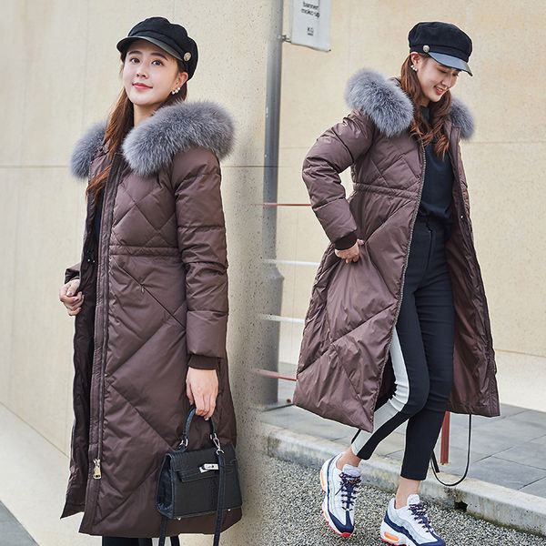 

womens down jacket parkas fashion women winter jacket fur coat winter coat outerwear with hood fur jacket, Black