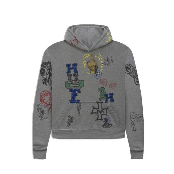 

2021 usa oversize rh hand sketch graffiti hoodie autumn winter fashion men women hip hop skateboard hoody streetwear cotton hooded sweatshir, Black