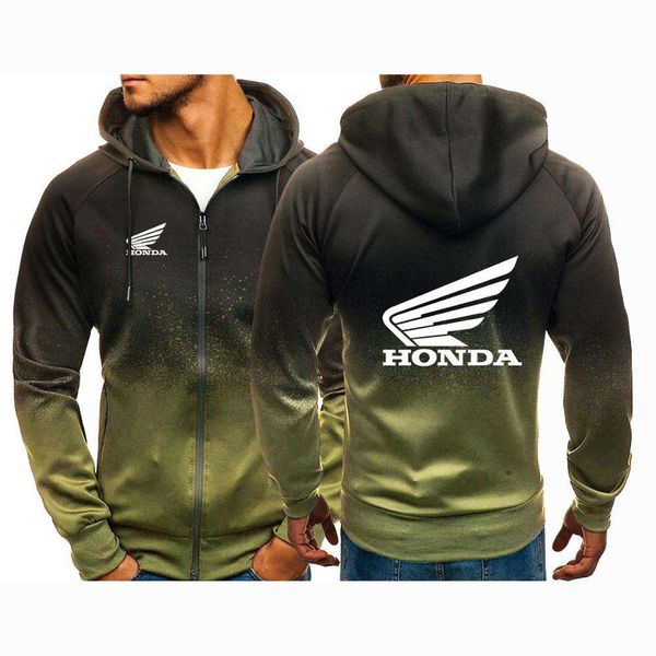 

2021 mans honda car custom punk casual harajuku color zipper hoodies men's gradient sweatshirts jacket coats