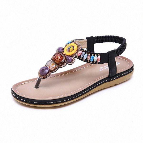 

bohemia sandals women summer shoes 2020 holiday women beach sandals soft comfortable woman shoes plus size 42 a2278 #yw1o, Black