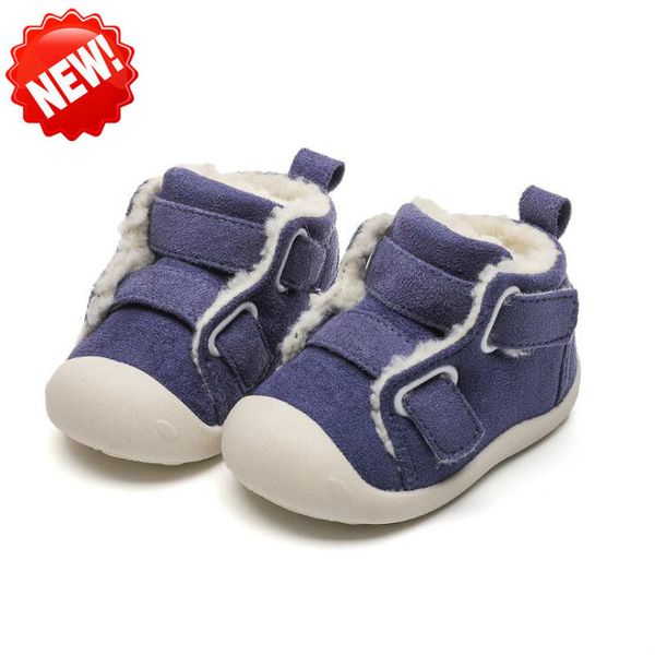 

2020 winter infant toddler warm plush baby girls boys snow outdoor soft bottom non-slip children boots kids shoes, Black;red