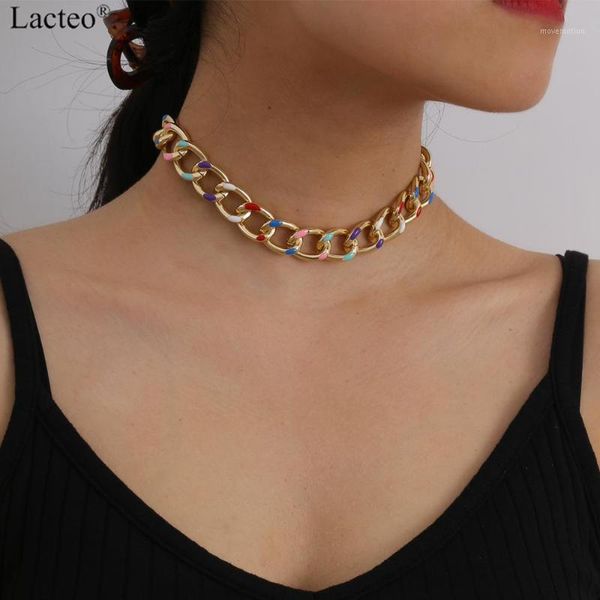 

Lacteo 4 Style SteamPunk Aluminum Chort Clavicle Chain Choker Necklace Hip Hop Gold Color Chain Statement Necklace for Women1, Golden;silver