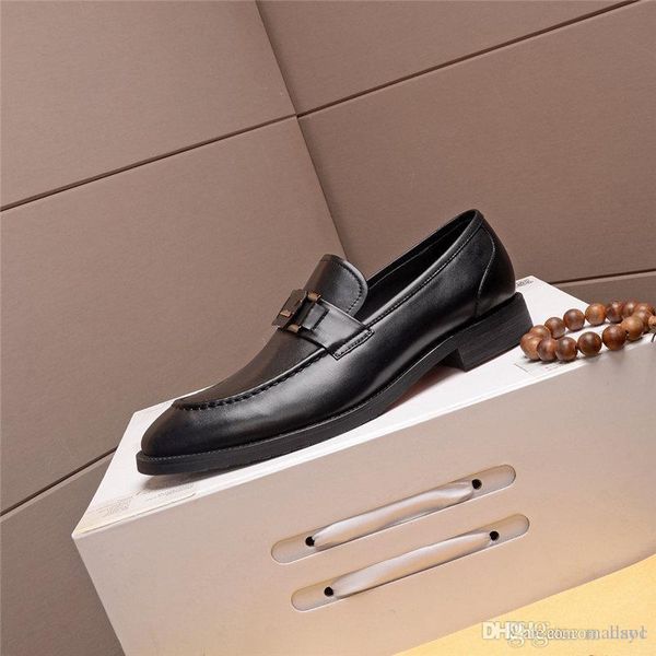 

18 luxury mens dress shoes handmade comfortable formal derby genuine leather brown shoes 19ss 44, Black