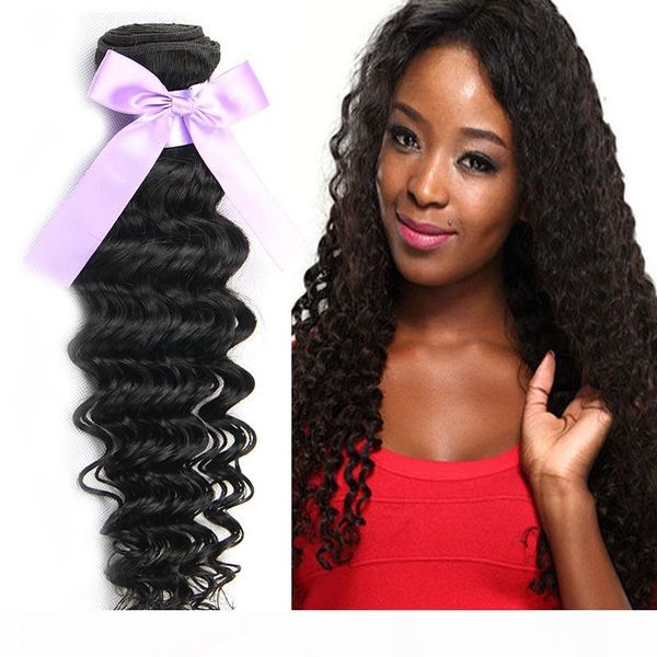 

brazilian virgin hair deep wave unprocessed brazilian human hair 3 4bundles dyeable brazilian deep wave weaves, Black