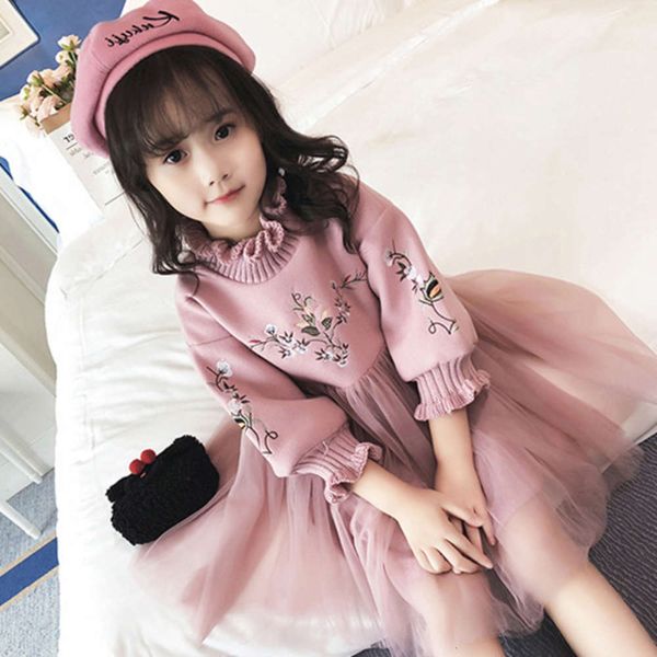 

girls' autumn and 2020 new foreign sle little girl's children's princs skirt thickened winter drs, Red;yellow