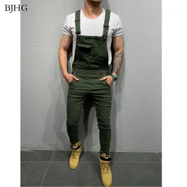 

bjhg men's ripped jeans jumpsuits hi street distressed denim bib overalls for man suspender pants denim pants 3xl1, Blue