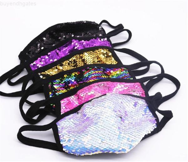 

face fashion masks sequin paillette washable soft cotton inside for women party masks dance decoration half face mask