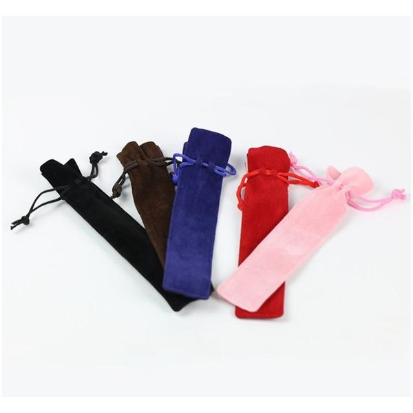 

velvet pen pouch holder single pencil bag solid color drawstring pen case gift bag school office home storage supplies jllcbr fight2010