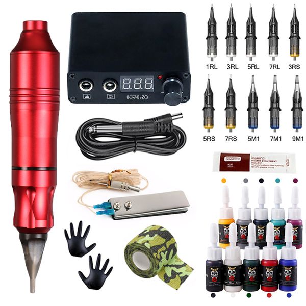 

tattoo machine kit professional tattoo rotary pen with power ply cartridges needle permanent makeup for tattoo body art