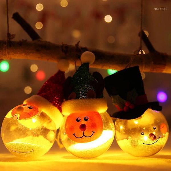 

transparent glowing christmas ball merry xmas snowman tree hanging ball with lights decoration christmas kids gift wholesale1