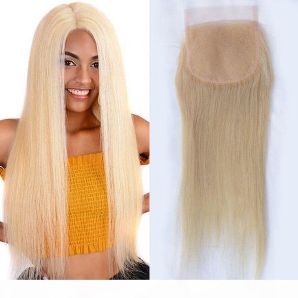 

indian human hair lace closure 613 blonde straight hair swiss lace closures with baby hair, Black;brown