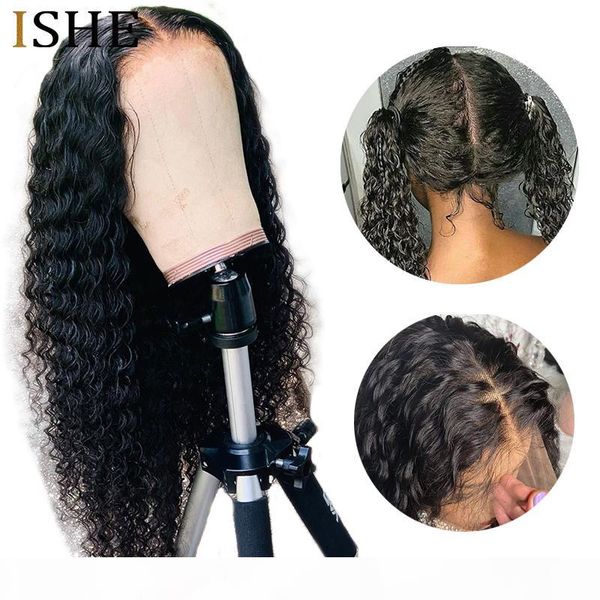 

глубокий курчавый полный шнурка человеческих парики волос pre щипковых природные hairline с ребенком волос glueless полный шнурок бразильски, Black