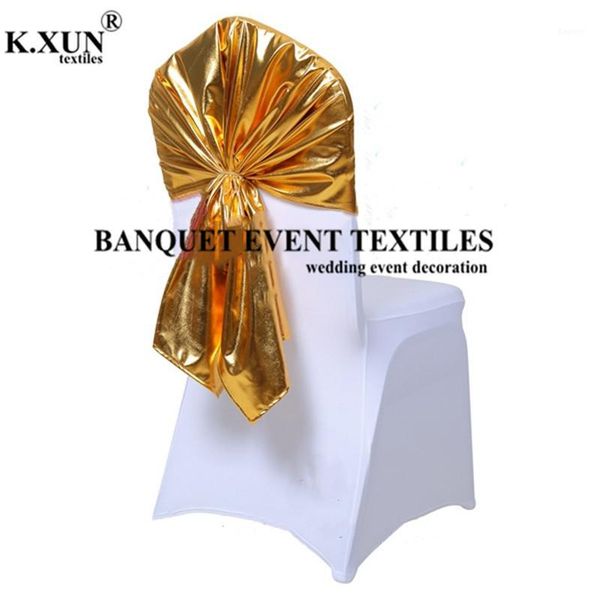 

70x140cm gold metallic spandex chair cap cover banquet chair hood for wedding event party decoration1