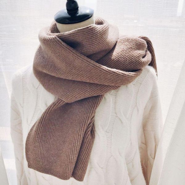 

scarves men women autumn winter versatile art knitting thickened warm solid color double sided echarpe femme hiver laine szalik zimowy, Blue;gray