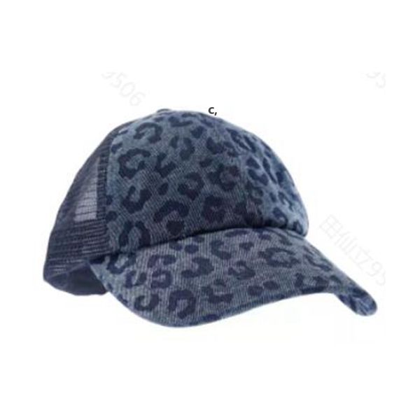 

leopard ponytail hat criss cross washed distressed messy buns ponycaps baseball cap trucker mesh hats gwa12614, Blue;gray