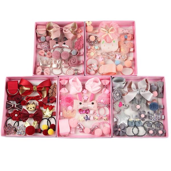 

18pcs/sets 2020 newly infant kids baby girls boys headwear cartoon floral print lovely hairpin, Slivery;white