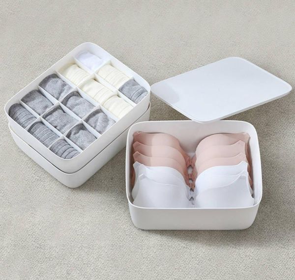 

underwear bra organizer storage box 4 colors white/gray drawer closet organizers boxes for underwear scarf bbythr sport777