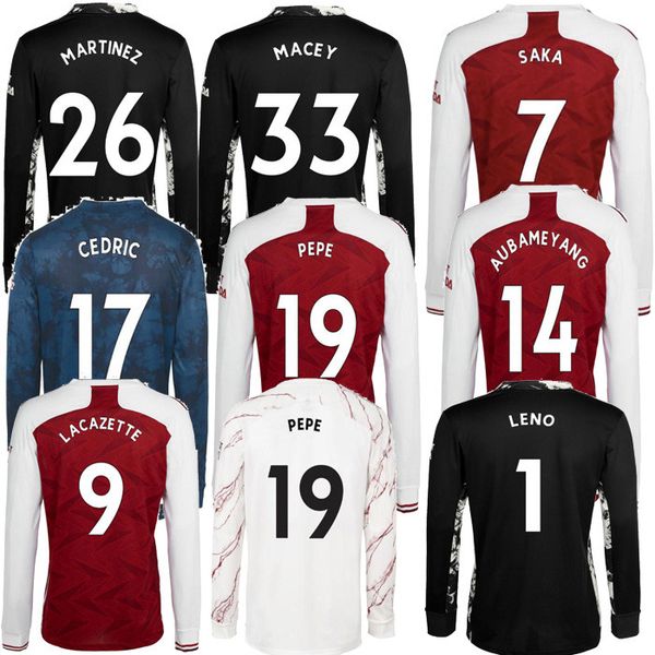 

20 21 long sleeves tierney saka willian soccer jerseys maitland-niles thomas pepe home away 3rd goalkeeper football shirt uniforms, Black;yellow