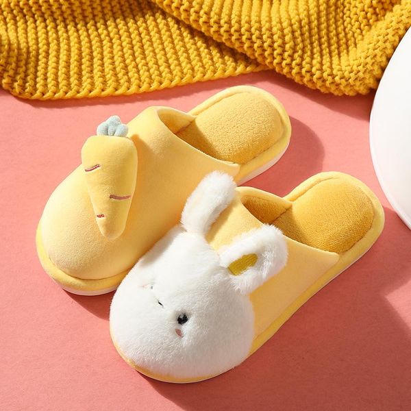 

winter house fur slippers warm cotton shoes cute lovely cartoon indoor bedroom women men ladies lovers furry slides, Black