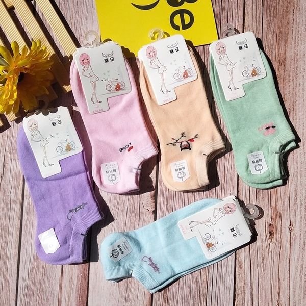 

jbzwq summer invisible candy female color cotton shallow cute new cotton boat socks socksboat socks sockssocks admps, Black