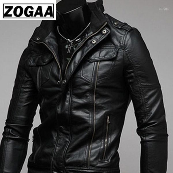 

zogaa 2019 gentlemen cavalier pu leather jacket vintage retro moto faux punk leather jackets motorcycle clothing coats1, Black