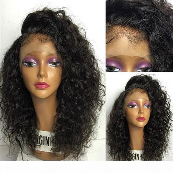 

personalized deep curly wig full lace human hair wigs for black women glueless lace front wig, Black;brown